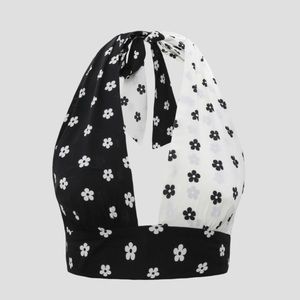 Cider black and white floral halter top